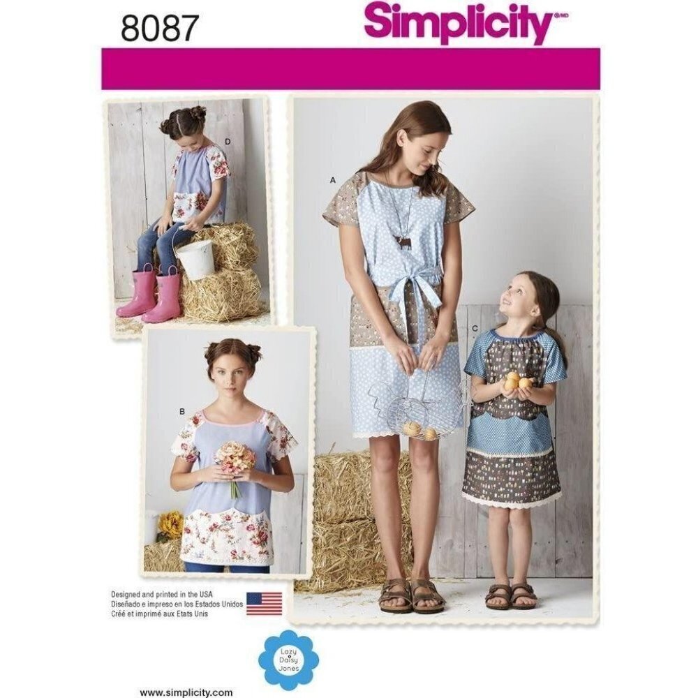 Simplicity Sewing Pattern 8087 Childs Misses Pullover Dress‎ Top Size 3-8 XS-XL